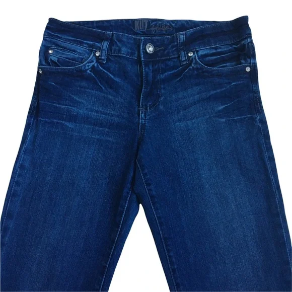 KUT From The Kloth Boot Cut Flap Pockets Dark Wash Blue Denim Jeans Size 6 - Picture 7 of 17